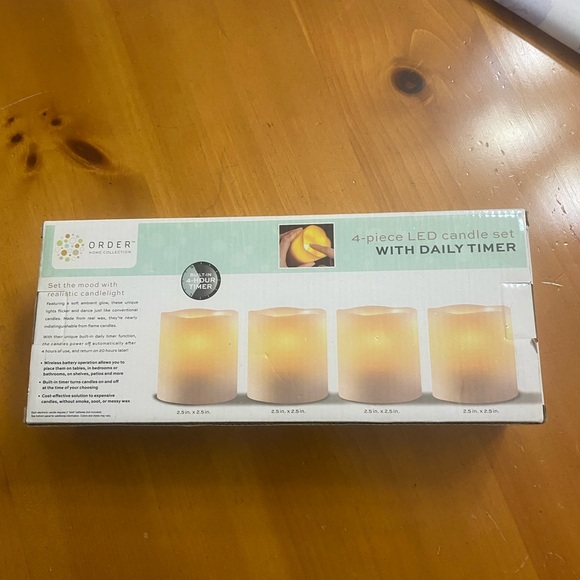 4 Piece LED Candle Set With Built-in Daily Timer by Order Home Collections - Picture 2 of 9
